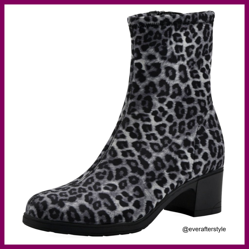 Cushioned Block Heel Bootie With Stretch Material